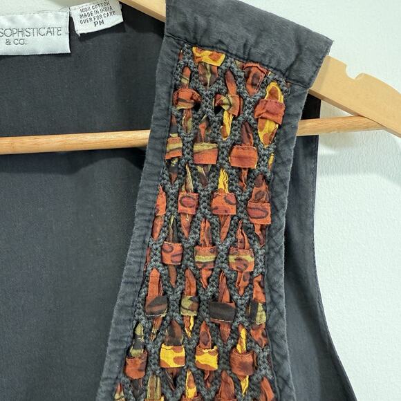 Vtg Woven Multicolor Vest Size PM Artsy Eclectic Abstract Hipster Indie Bohemian - Picture 3 of 7